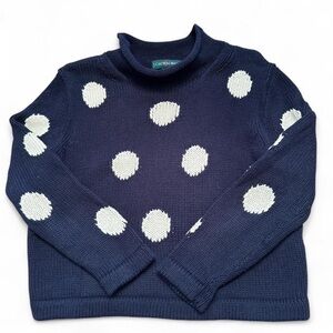 J. Crew Navy and Off White Polka Dot Roll Neck Sweater - Size Small